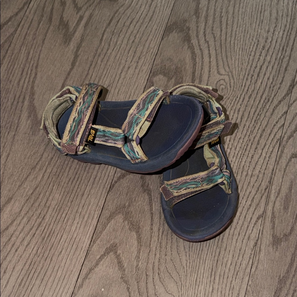 Teva Kids Navy Sandals with Green & Tan Camouflage Straps
